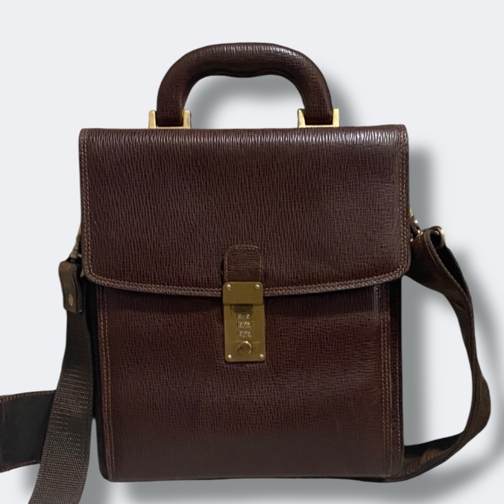 Vintage Bally Leather Lock Briefcase Crossbody Bag Circa Late 60s Early 70s